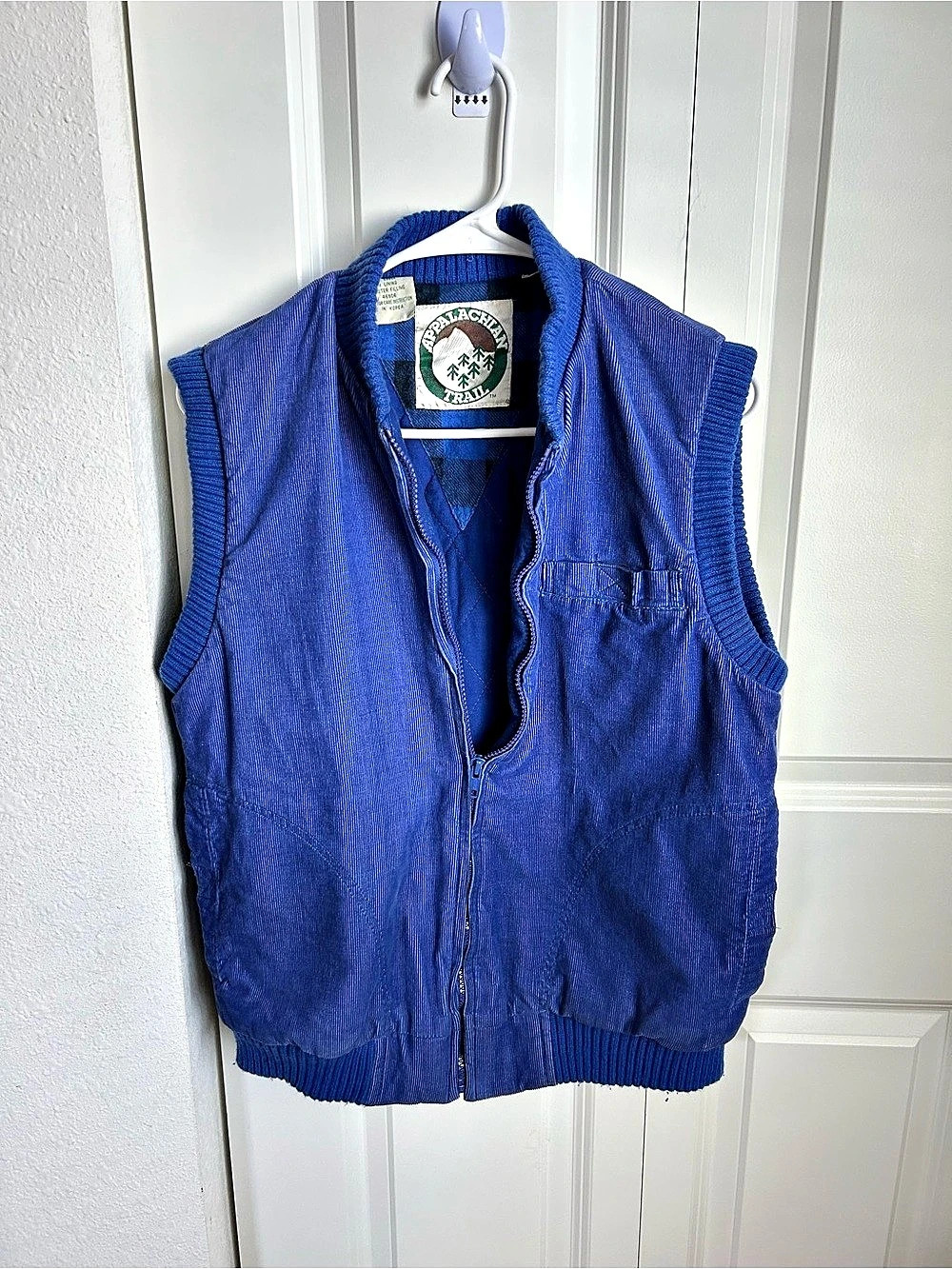 Vintage Appalachian Trail Blue Corduroy Puffer Vest Outdoor Retro